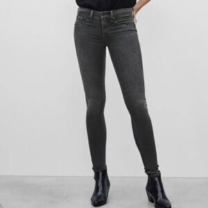 Rag and Bone Jean Legging in Premier Black Cropped Raw Hem Skinny Jean Size 24